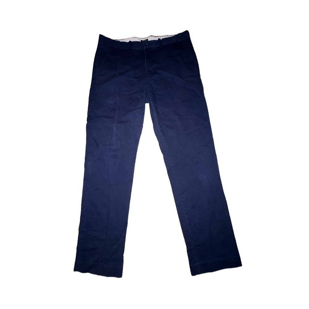 J. Crew Mens Straight Fit Flex Chino Pant 33x30 Navy Blue Cotton Blend Casual